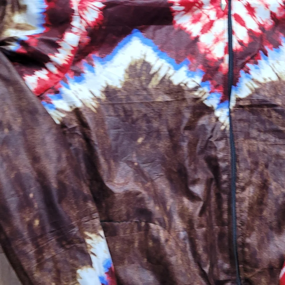 Multicolor Tie-Dye Bomber Jacket Size XL Brown/ Red